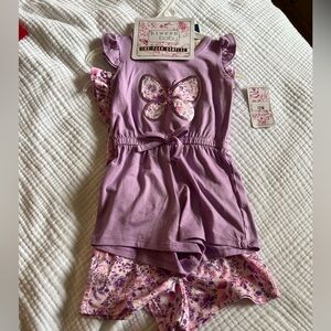 Btween Baby - Purple Butterfly Baby Romper Set 12m NWT